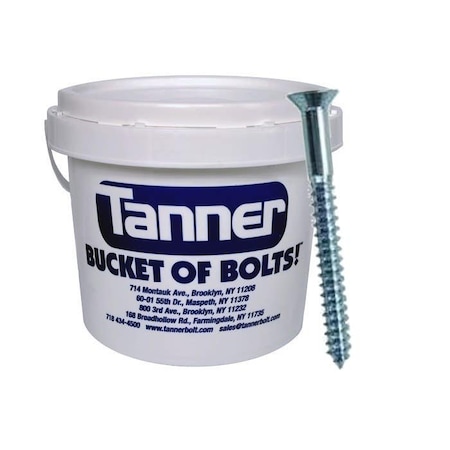 Tanner Wood Screw, 6", Zinc Carbon Steel Flat Head Phillips Drive TB-904-A